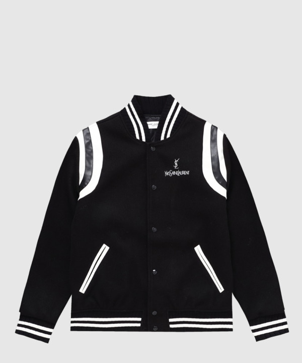 생로랑 로고 쇼트 코트