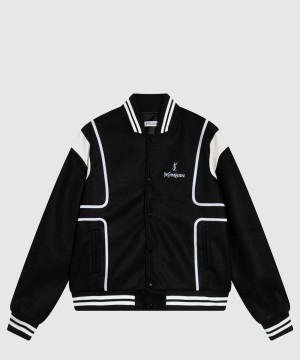 생로랑 로고 쇼트 코트