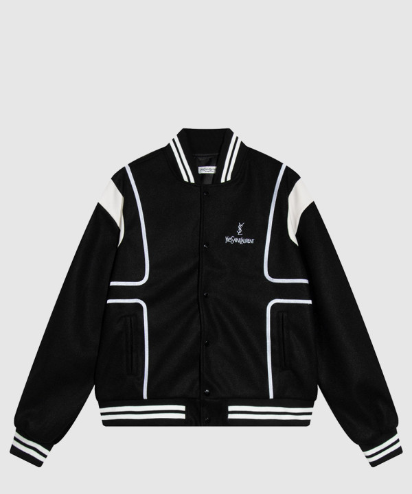 생로랑 로고 쇼트 코트