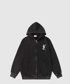 생로랑 로고 쇼트 코트