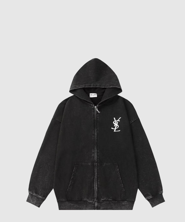 생로랑 로고 쇼트 코트