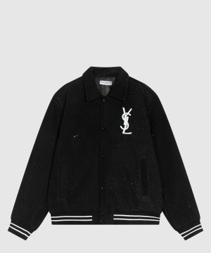 생로랑 로고 쇼트 코트