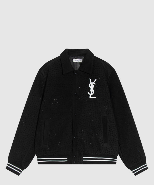 생로랑 로고 쇼트 코트