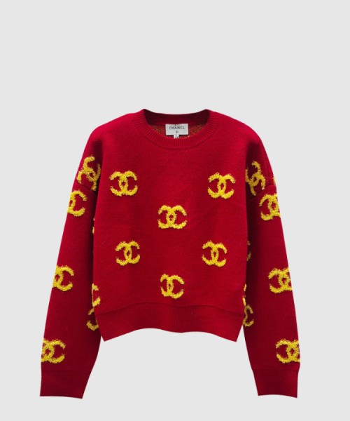 샤넬 프린트 니트 톱