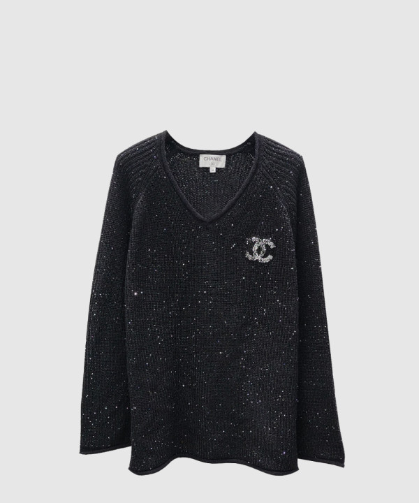 샤넬 프린트 니트 톱