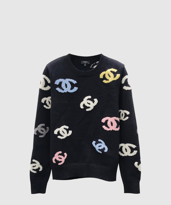 샤넬 프린트 니트 톱