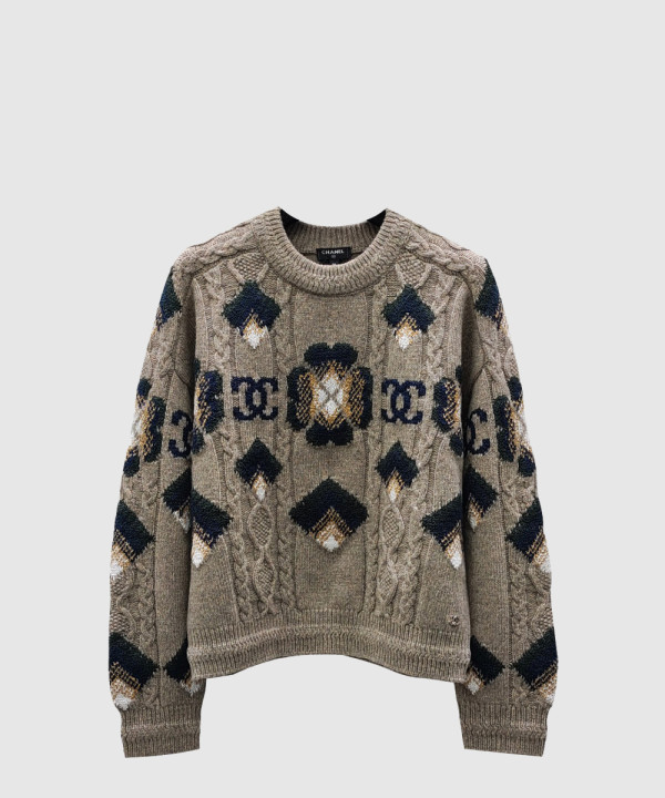 샤넬 프린트 니트 톱