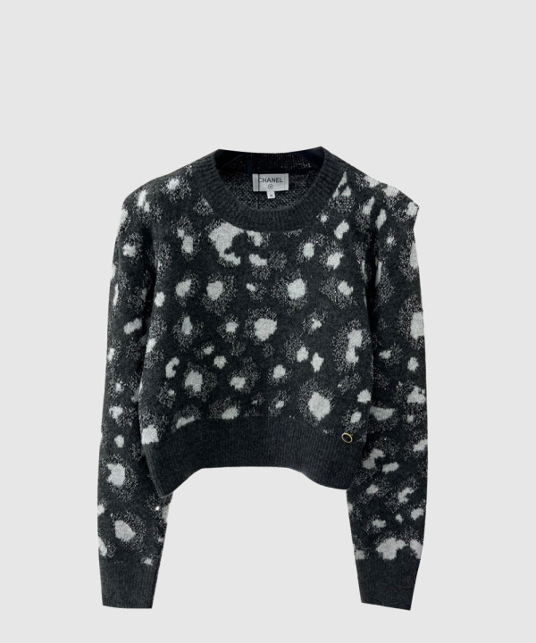 샤넬 프린트 니트 톱
