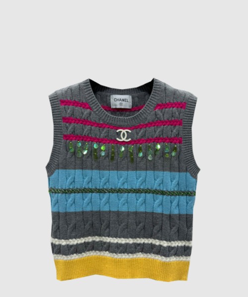 샤넬 로고 니트 상의