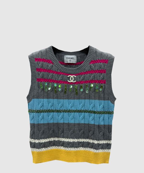 샤넬 로고 니트 상의