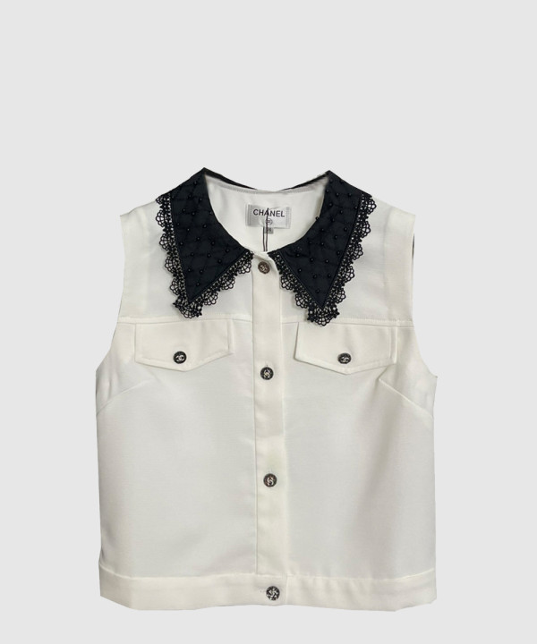 샤넬 로고 쇼트 코트