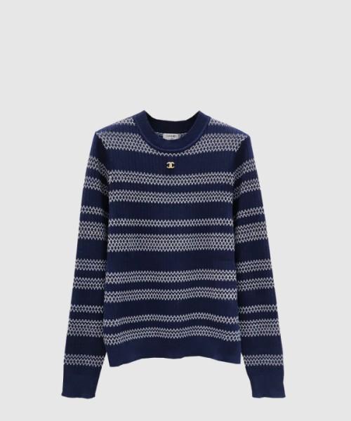 샤넬 프린트 니트 톱