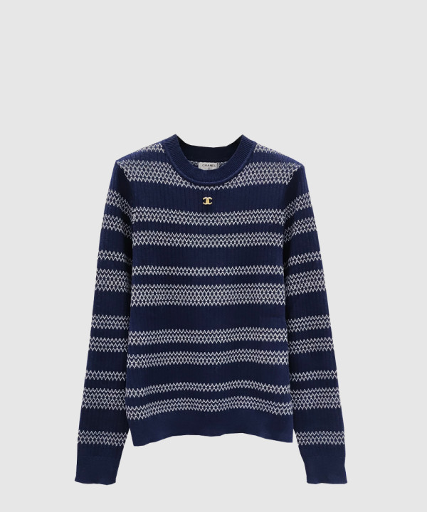 샤넬 프린트 니트 톱