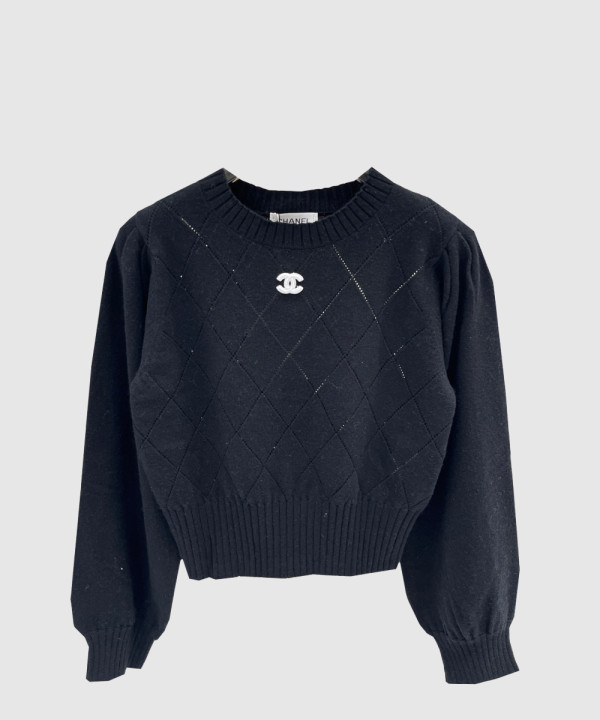 샤넬 프린트 니트 톱