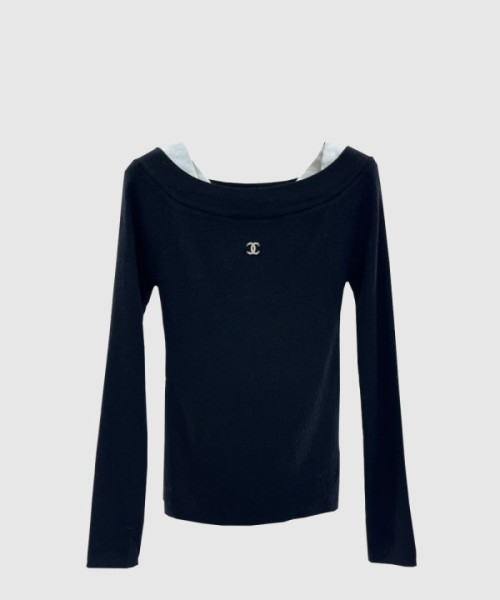 샤넬 로고 니트 상의