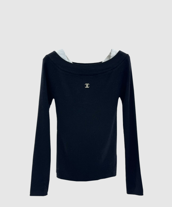 샤넬 로고 니트 상의