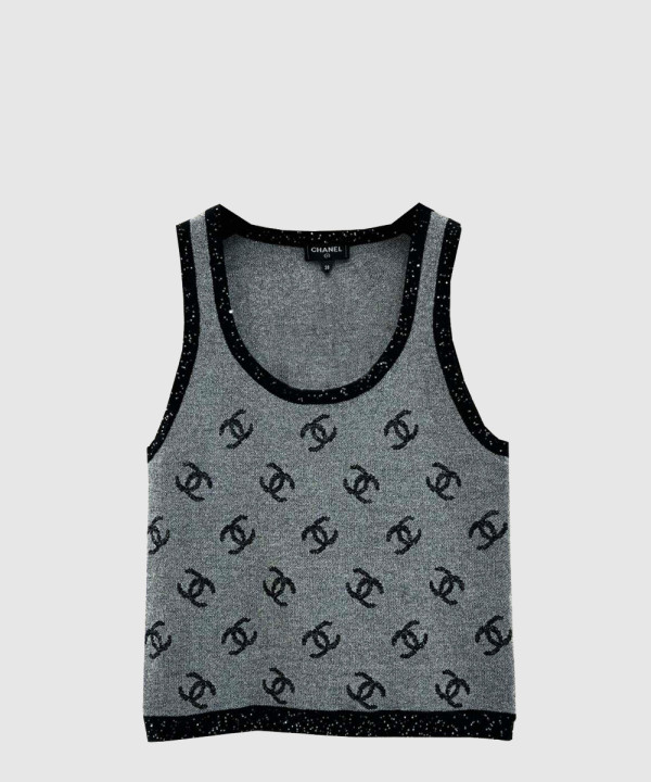 샤넬 프린트 니트 톱