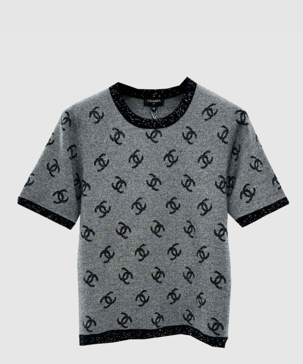 샤넬 프린트 니트 톱