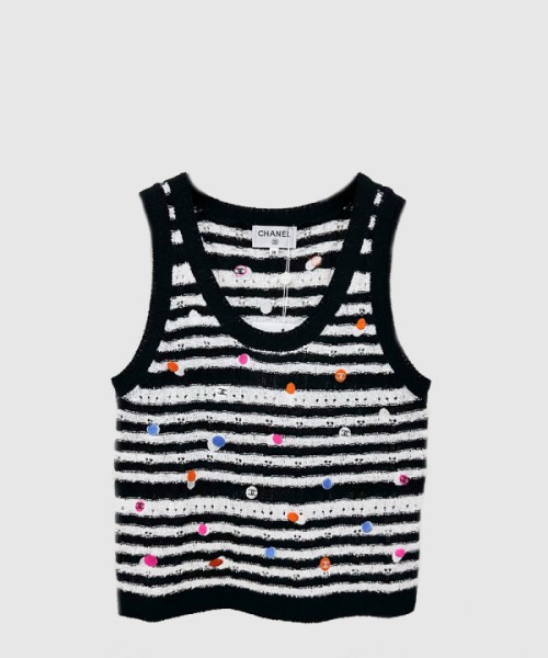 샤넬 프린트 니트 톱