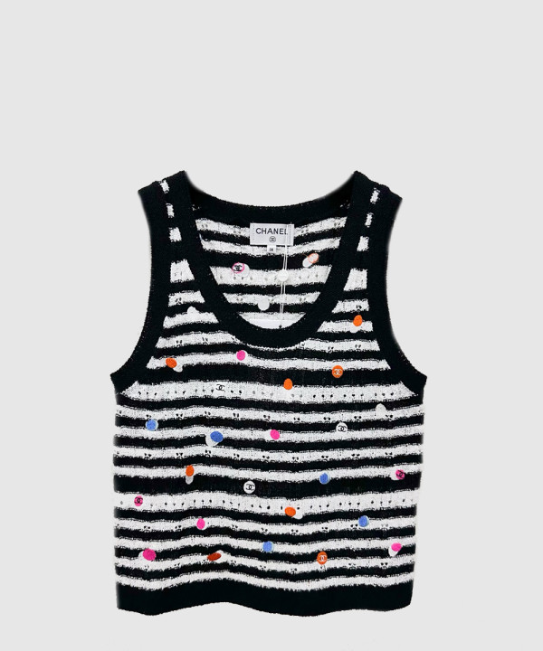 샤넬 프린트 니트 톱