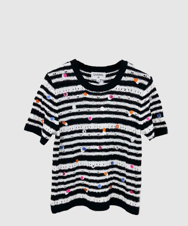 샤넬 프린트 니트 톱