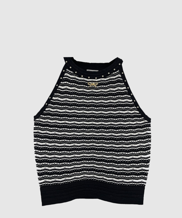 샤넬 로고 나시 톱