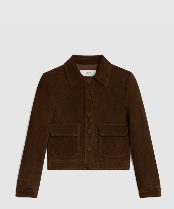 셀린느 스트레이트 컷 블루종 재킷 스웨이드