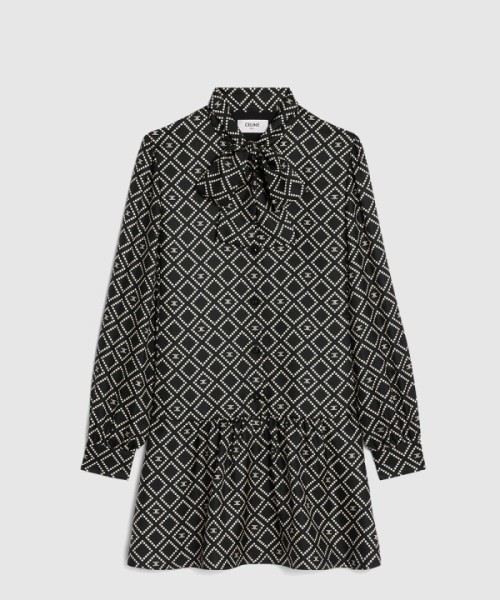 셀린느 바스크 미니 드레스 실크 트윌