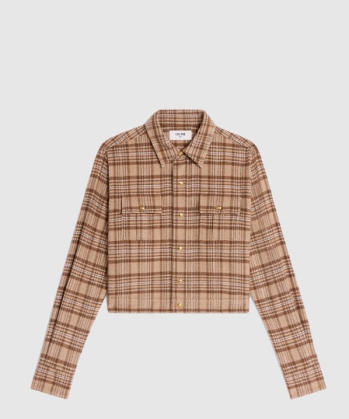 셀린느 체크 패턴 울 크롭 자켓