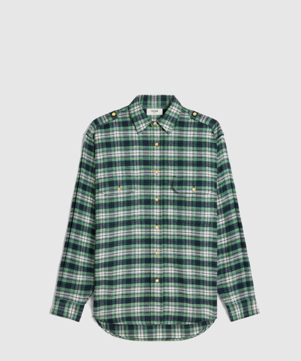 셀린느 체크무늬 플란넬 오버셔츠