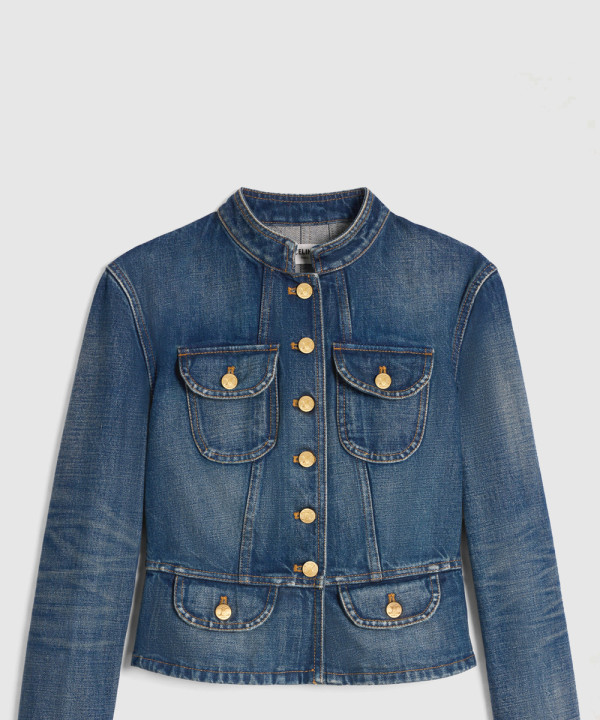 셀린느 로고 데님 코트