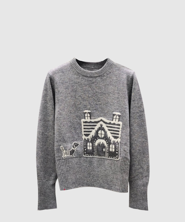 톰브라운 프린트 니트 톱