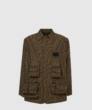 펜디 로고 긴팔 프린트 코트