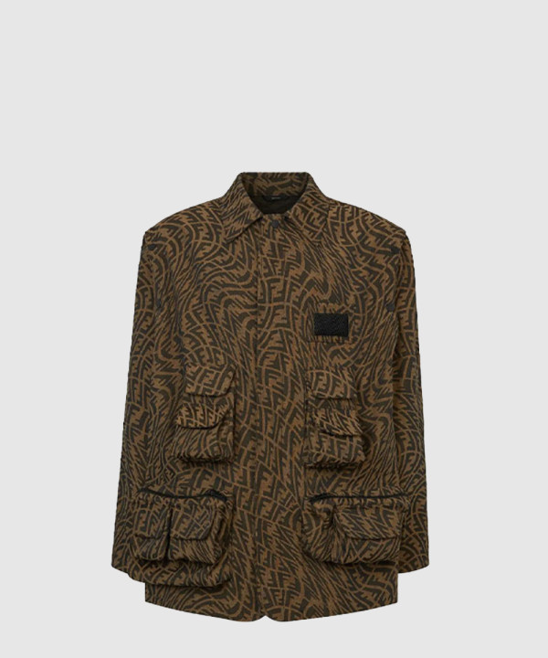 펜디 로고 긴팔 프린트 코트