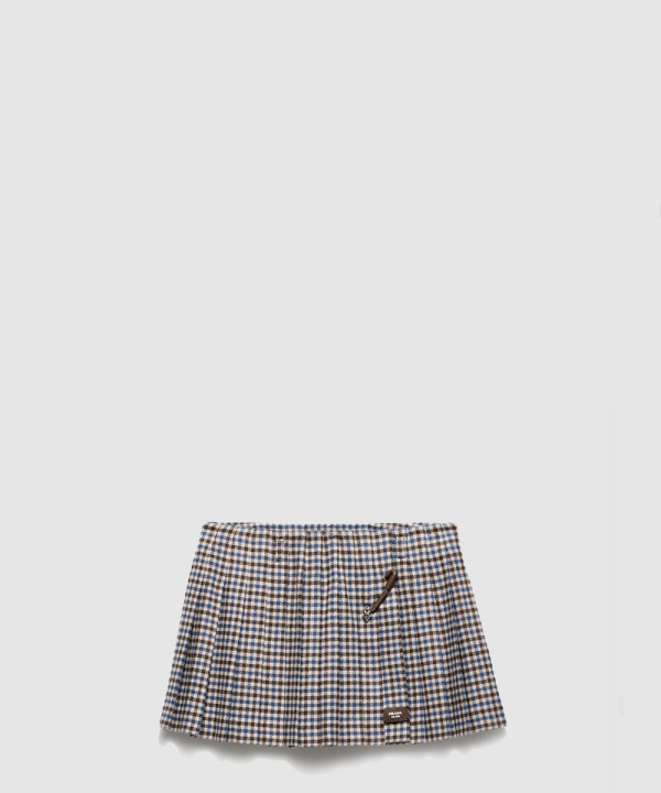 프라다 체크 울 미니스커트