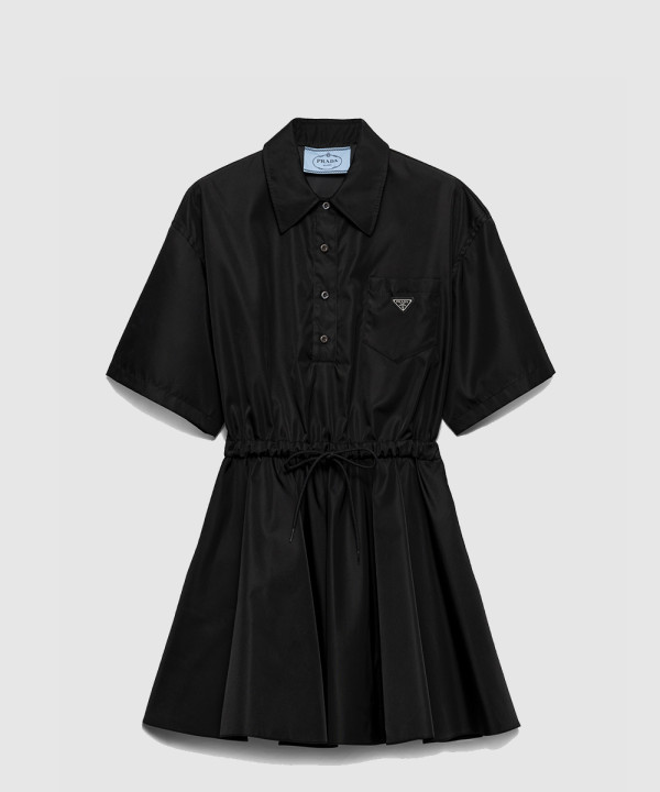 프라다 쇼트 슬리브 리나일론 드레스