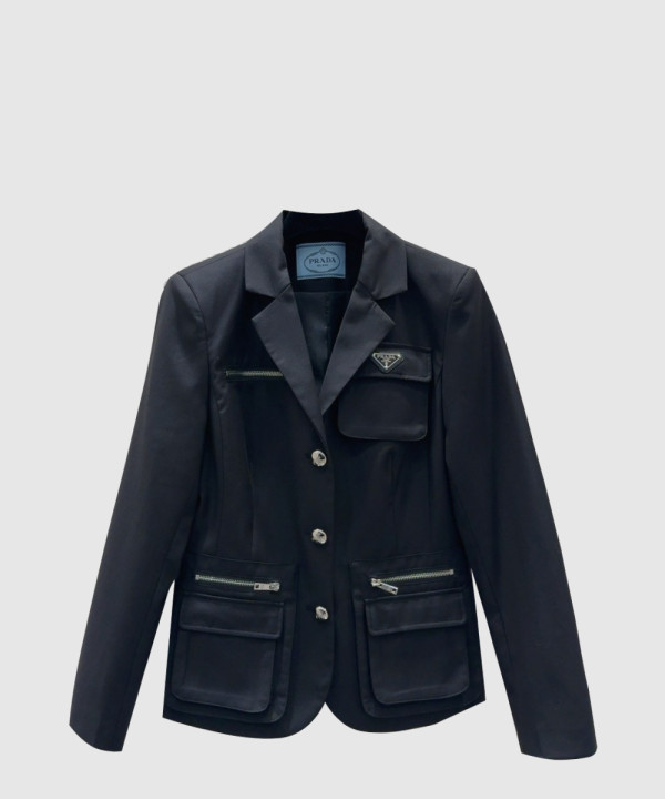 프라다 로고 쇼트 코트