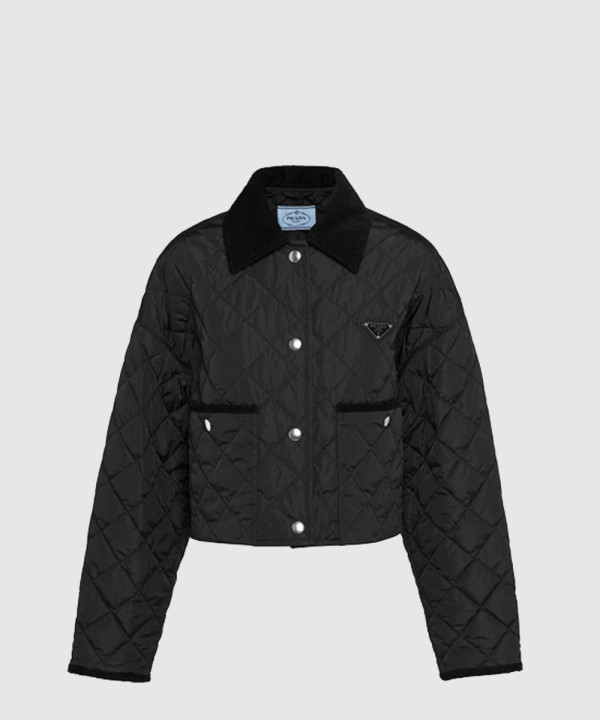 프라다 로고 쇼트 코트