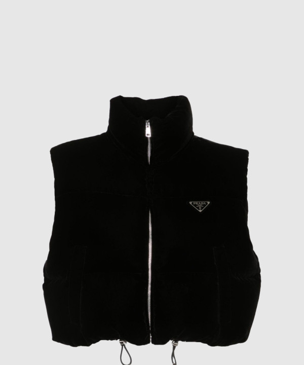 프라다 로고 쇼트 코트