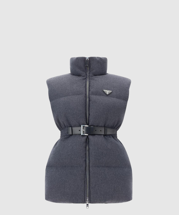 프라다 로고 쇼트 코트