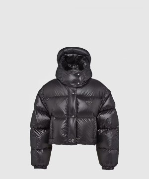 프라다 로고 쇼트 패딩