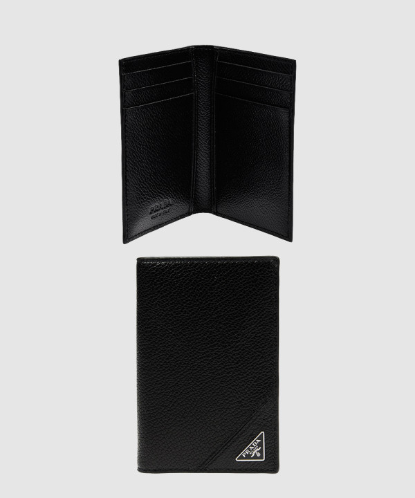 프라다 마이크로 그레인 트라이앵글 이중 카드지갑 2MC101