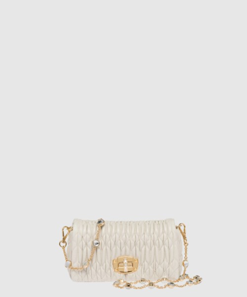 미우미우 미우 크리스털 나파 가죽 및 크리스털 미니백 5BP079