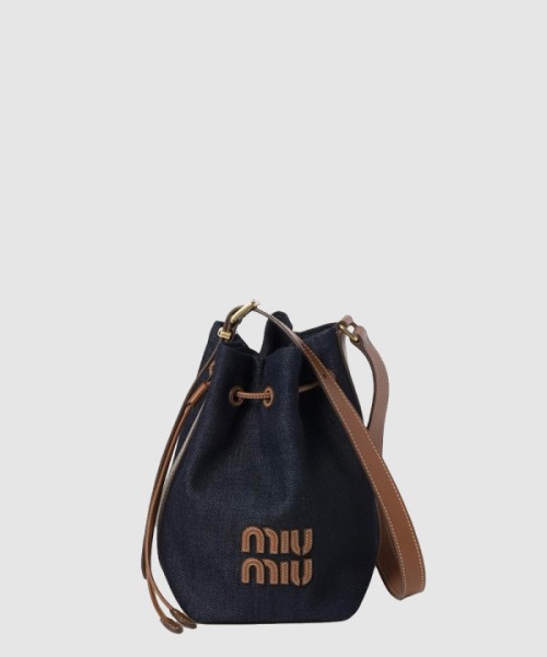 미우미우 캔버스 및 가죽 버킷 라지백 5BE089