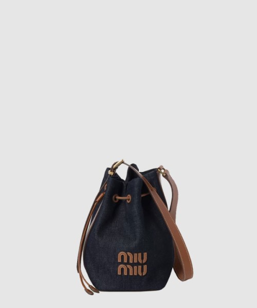 미우미우 데님 레더 버킷백 5BE090