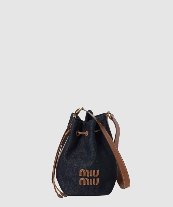 미우미우 데님 레더 버킷백 5BE090