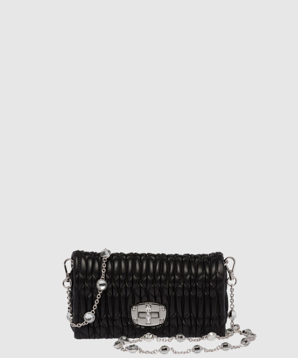 미우미우 미우 크리스털 나파 가죽 및 크리스털 미니백 5BP079