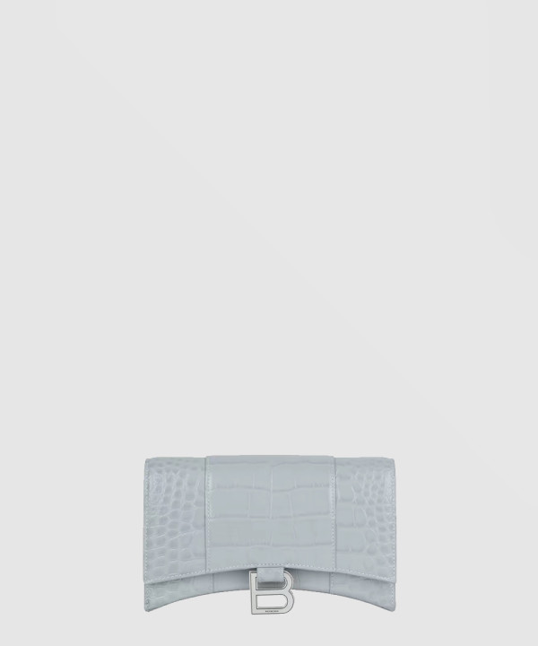 발렌시아가 아워글래스 크로커다일 엠보싱 월렛 온 체인 656050