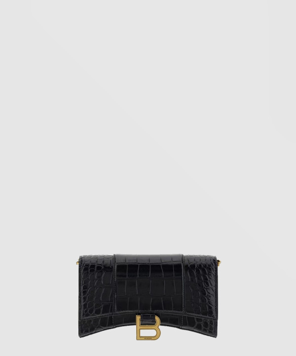 발렌시아가 아워글래스 크로커다일 엠보싱 월렛 온 체인 656050