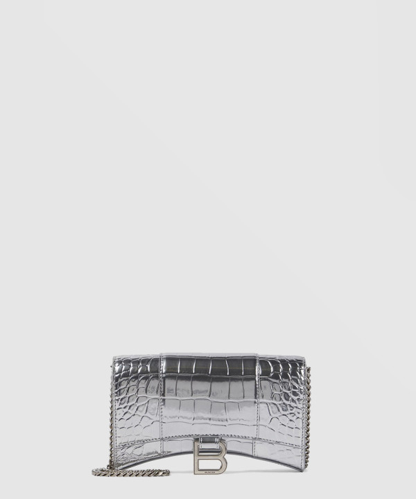 발렌시아가 아워글래스 월렛 온 체인 실버 656050